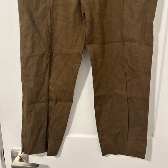 Rafaella Brown Linen Pleated Trousers Size 10 Women’s - Picture 2 of 9
